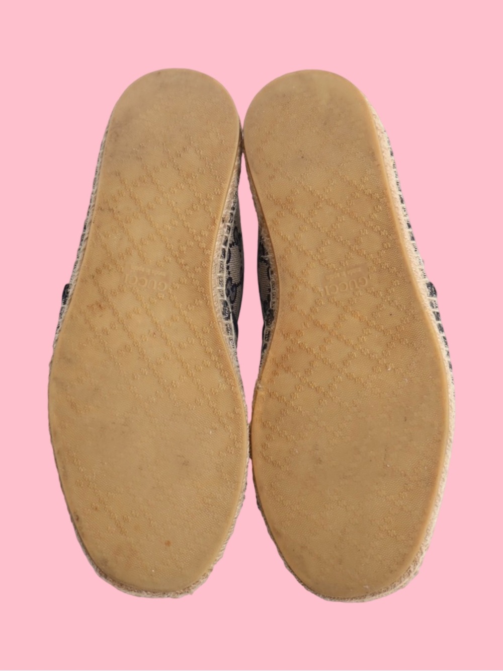 Gucci Beige and Blue GG Canvas Espadrille Slip-Ons - Picture 5 of 6